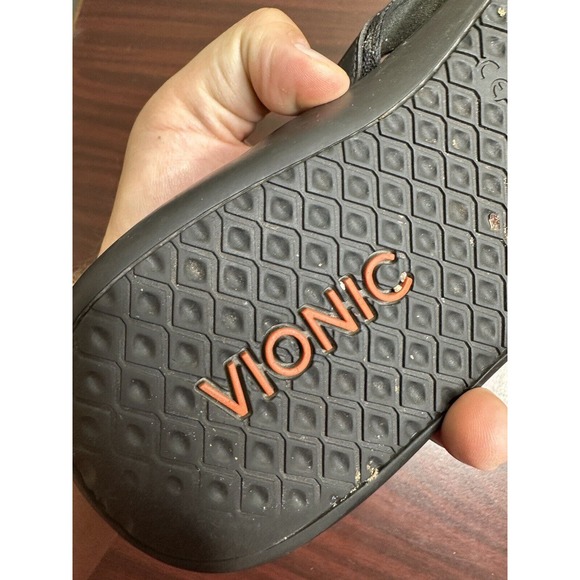 Vionic Men's Tide Toe Post Flip Flop Sandals - Black Size 9 - Picture 6 of 6